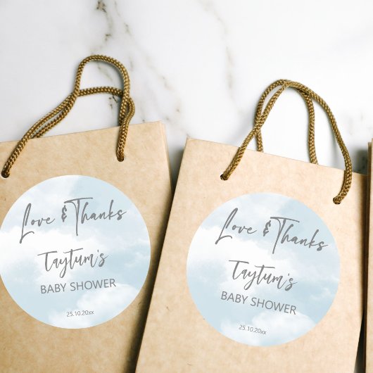 Cloud baby shower pastelwolken dank je wel gunst ronde sticker
