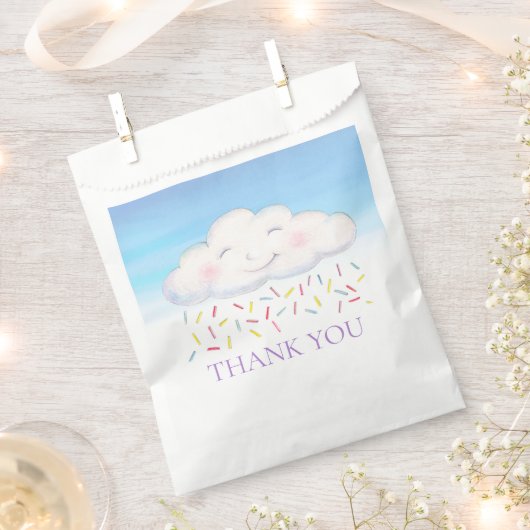 Cloud baby sprinkle blauw waterverf dank u bedankzakje (Geknipt)