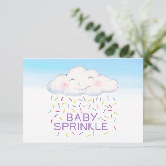 Cloud baby sprinkle blauw waterverf dank u kaart (Staand voorkant)
