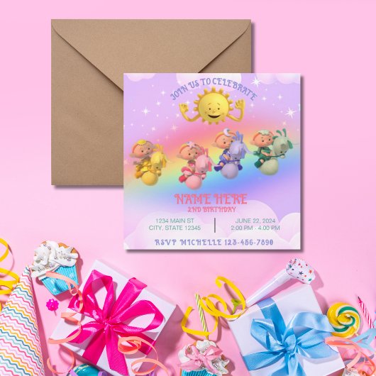 Cloud Baby's Sun Pastel Rainbow Verjaardag Kaart