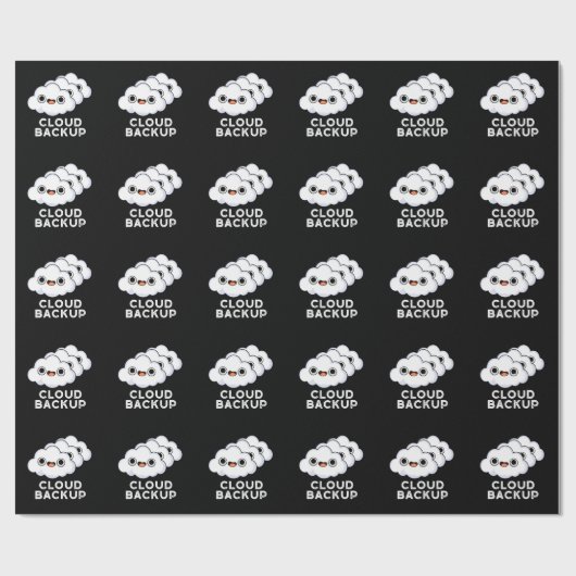 Cloud Backup Funny Computer Weather Pun Dark BG Cadeaupapier (Vlak)
