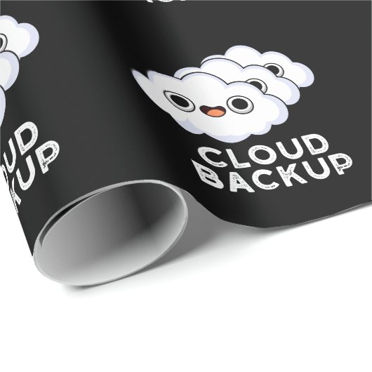 Cloud Backup Funny Computer Weather Pun Dark BG Cadeaupapier (Rol Hoek)