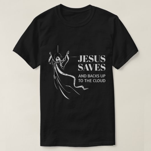 Cloud Backup Jesus bewaart IT-datacenter M T-shirt (Design voorkant)