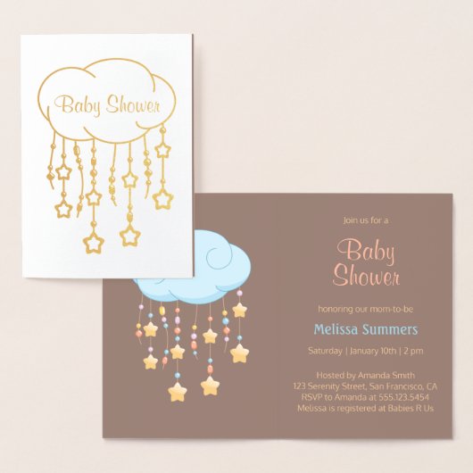 Cloud Beads Stars Mobiel Baby shower Uitnodiging (Display)