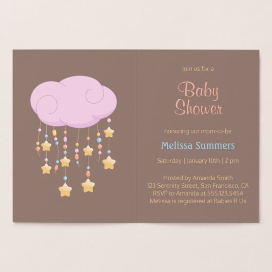 Cloud Beads Stars Mobiel Baby shower Uitnodiging (Binnen)