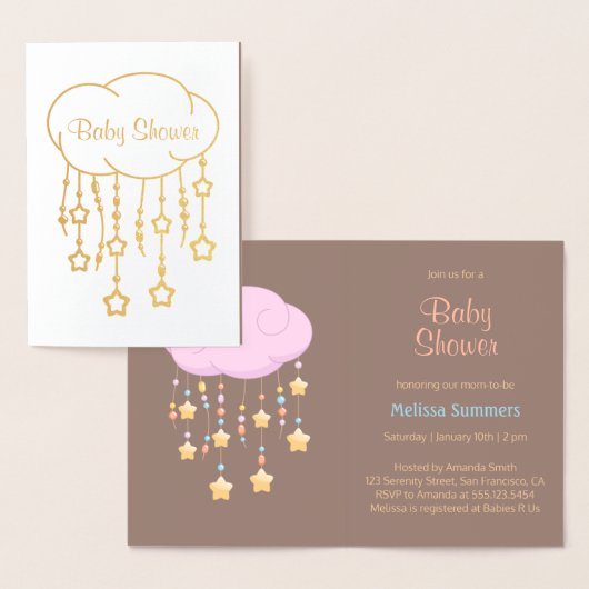 Cloud Beads Stars Mobiel Baby shower Uitnodiging (Display)