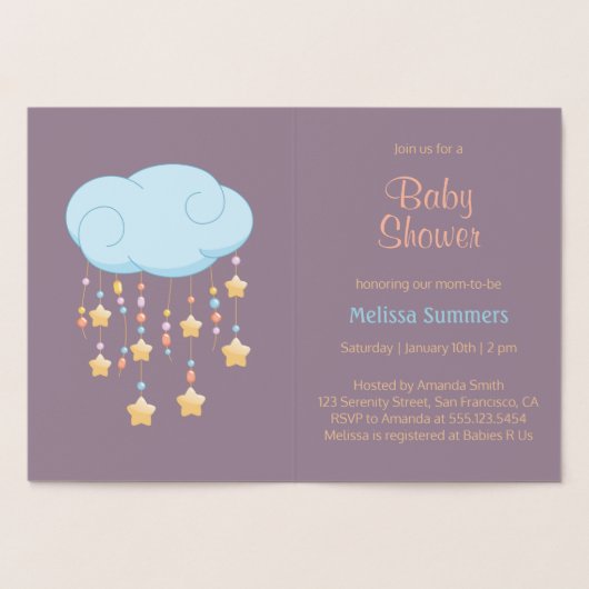 Cloud Beads Stars Mobiel Baby shower Uitnodiging (Binnen)