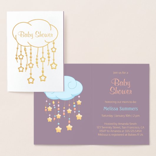 Cloud Beads Stars Mobiel Baby shower Uitnodiging (Display)