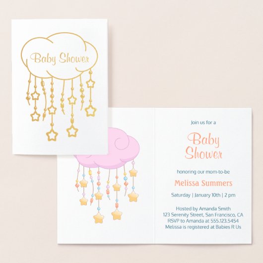 Cloud Beads Stars Mobiel Baby shower Uitnodiging (Display)