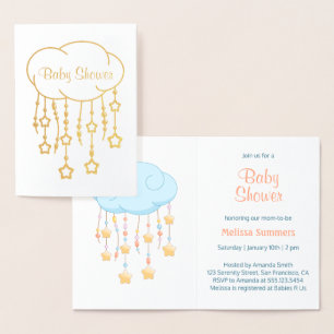 Cloud Beads Stars Mobiel Baby shower Uitnodiging