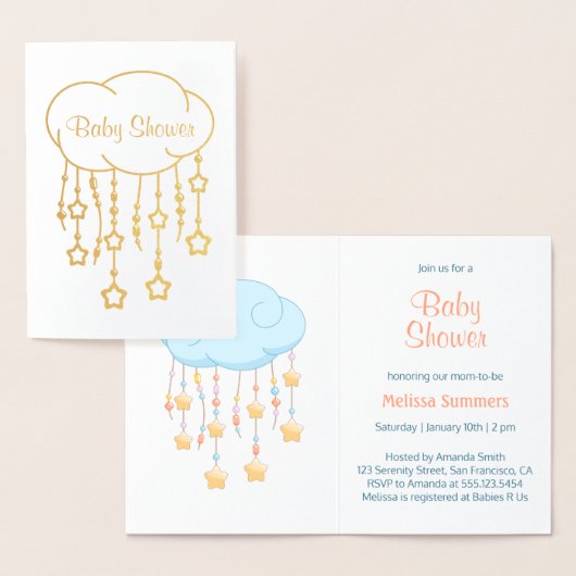 Cloud Beads Stars Mobiel Baby shower Uitnodiging (Display)