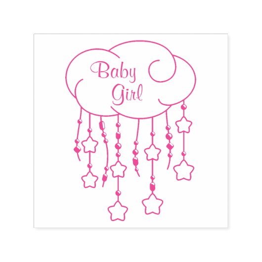 Cloud Beads Stars Mobile Baby Girl Zelfinktende Stempel (Design)