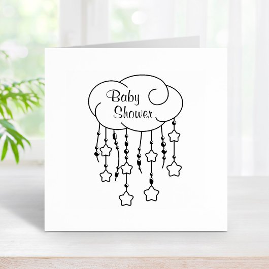 Cloud Beads Stars Mobile Baby shower Rubberstempel