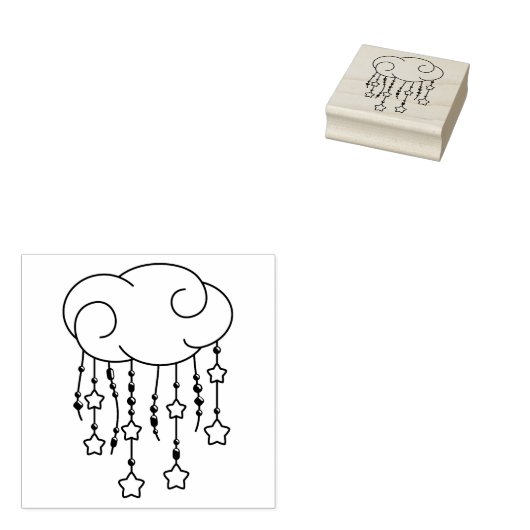 Cloud Beads Stars Mobile Baby shower Rubberstempel (Gestempeld)