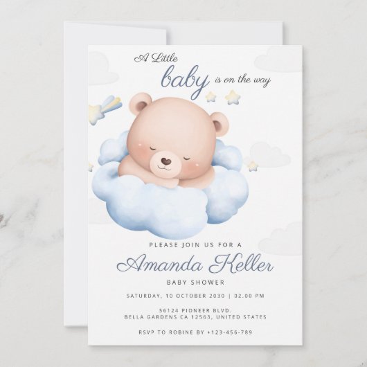 Cloud Beer Baby shower Invitation Kaart (Voorkant)