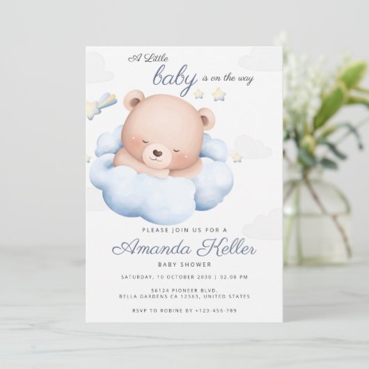 Cloud Beer Baby shower Invitation Kaart (Staand voorkant)