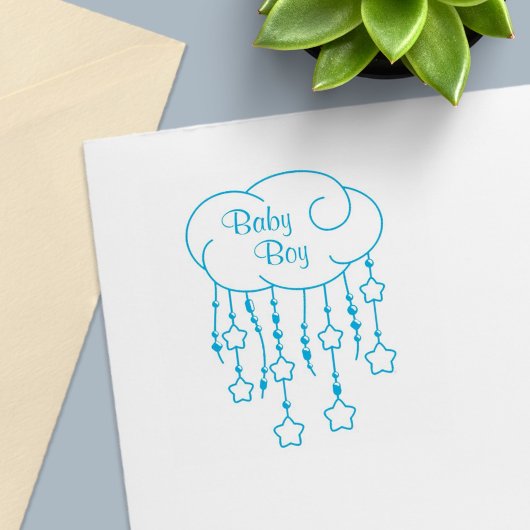Cloud beheert sterren Mobile Baby Boy Zelfinktende Stempel