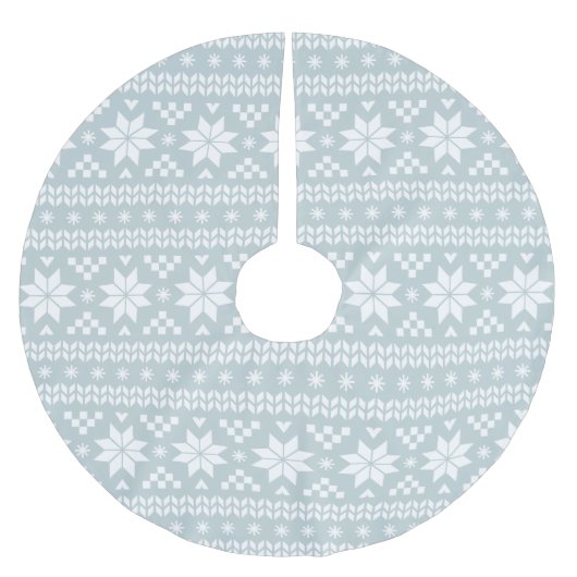 Cloud Blauw en Wit Fair Isle Patroon Kerstboom Rok (Voorkant)