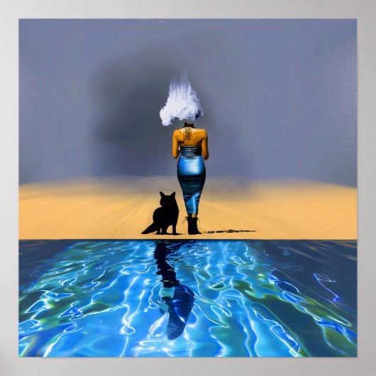 Cloud Blue Dress Detox Witchy AI Art Matte Value Poster (Voorkant)