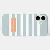 Cloud Blue en Peach Preppy Stripes Monogram Case-Mate iPhone Case (Achterkant (horizontaal))