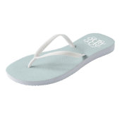 Cloud Blue Preppy Script Monogram Teenslippers (Schuin)