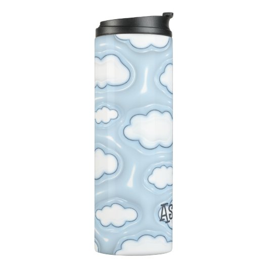 Cloud Blue Sky gepersonaliseerde opgeblazen 3D Tum Thermosbeker (Gedraaid links)
