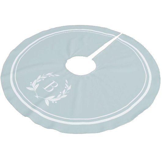 Cloud Blue Stripes en Wreath Monogram Tree Rok Kerstboom Rok (Gekanteld)