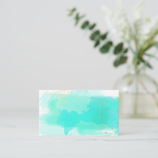 Cloud Blue Waterverf Antiek Visitekaartjes (Staand voorkant)