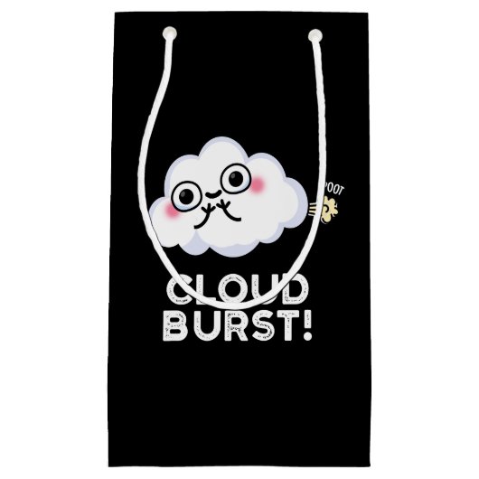 Cloud Burst Funny Cloud Fart Pun Dark BG Klein Cadeauzakje (Voorkant)
