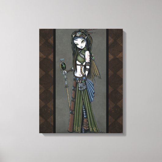 "Cloud Burst" Steampunk Aviatrix Fairy Canvs Print (Voorkant)