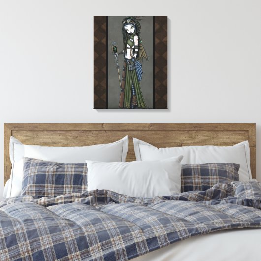 "Cloud Burst" Steampunk Aviatrix Fairy Canvs Print (Insitu (Slaapkamer))