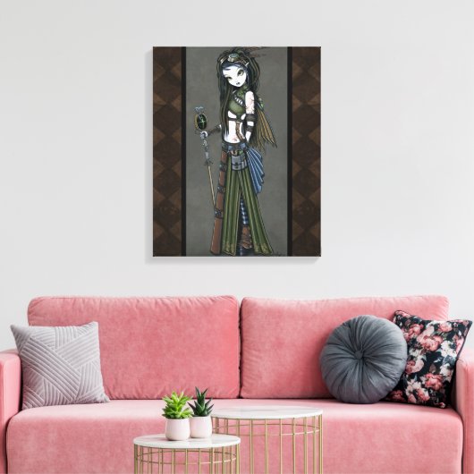 "Cloud Burst" Steampunk Aviatrix Fairy Canvs Print (Insitu (Woonkamer))