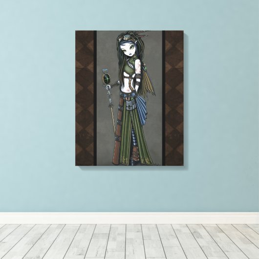 "Cloud Burst" Steampunk Aviatrix Fairy Canvs Print (Insitu (Houten vloer))
