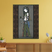 "Cloud Burst" Steampunk Aviatrix Fairy Canvs Print (Insitu (Woonkamer))