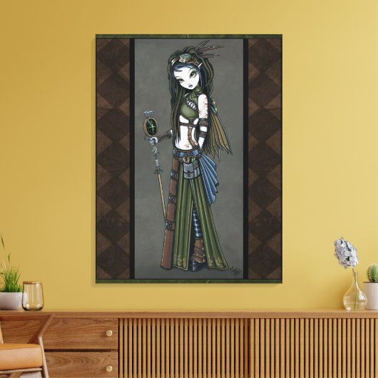 "Cloud Burst" Steampunk Aviatrix Fairy Canvs Print (Insitu (Woonkamer))