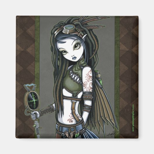 "Cloud Burst" Steampunk Aviatrix Fairy Magnet (Voorkant)