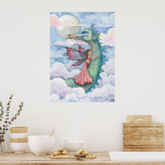 Cloud Busting Fairy Dragon Poster Afdruk (Keuken)