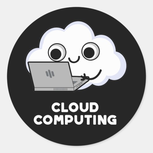 Cloud Computing Computer Weather Pun Dark BG Ronde Sticker (Voorkant)