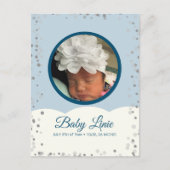 Cloud Confetti Dot Border Baby grijs blauw Aankondigingskaart (Voorkant)