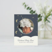 Cloud Constellation Faux Gold Baby Blue Aankondigingskaart (Staand voorkant)