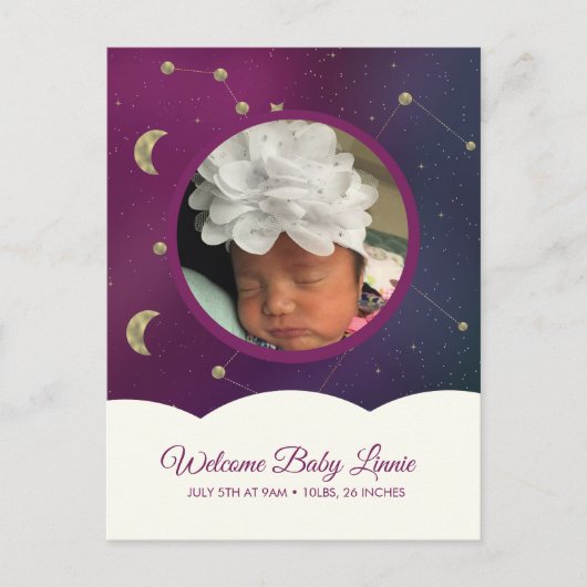 Cloud Constellation Galaxy Moon Stars Sky Aankondigingskaart (Voorkant)