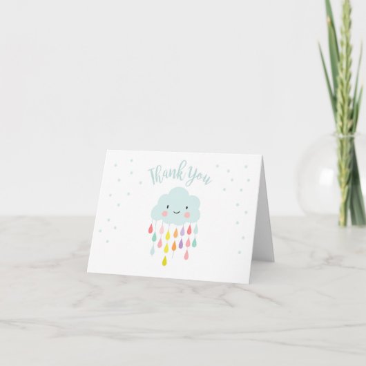 Cloud Dank je kaart Raindrop Baby shower Sprinkle (Voorkant)