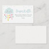 Cloud Diaper Raffle Kaart Rain Drops Baby shower (Voorkant / Achterkant)