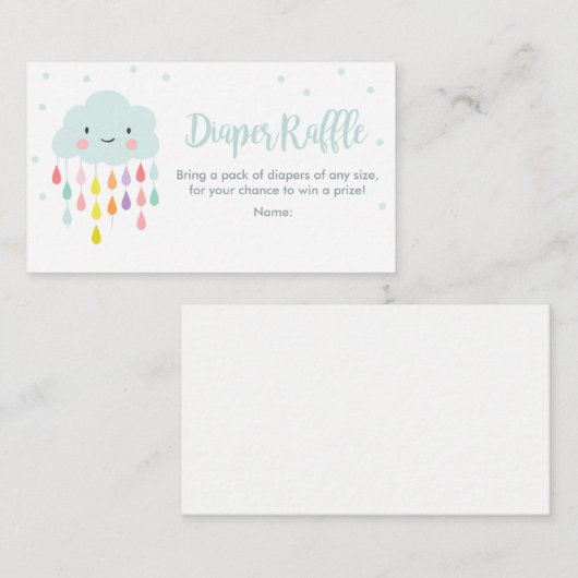 Cloud Diaper Raffle Kaart Rain Drops Baby shower (Voorkant / Achterkant)