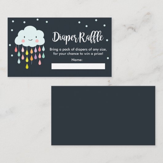 Cloud Diaper Raffle Kaart Rain Drops Baby shower (Voorkant / Achterkant)