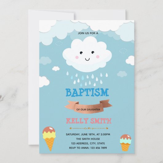 Cloud en ijsdoop thema Uitnodiging (Voorkant)