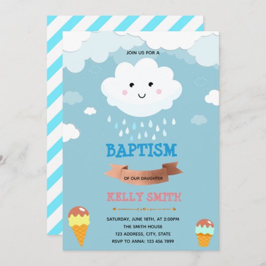 Cloud en ijsdoop thema Uitnodiging (Voorkant / Achterkant)