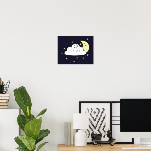 Cloud en maan poster (Thuiskantoor)