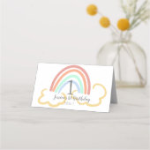 Cloud en regenboogpenseel Eerste verjaardag Plaatskaartje (Voorkant)