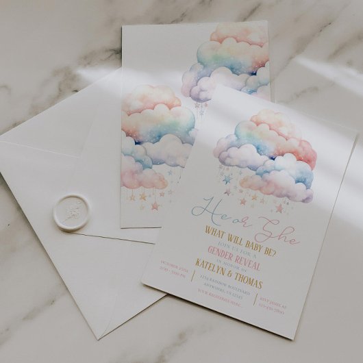 Cloud en sterren Geslacht onthullen uitnodiging